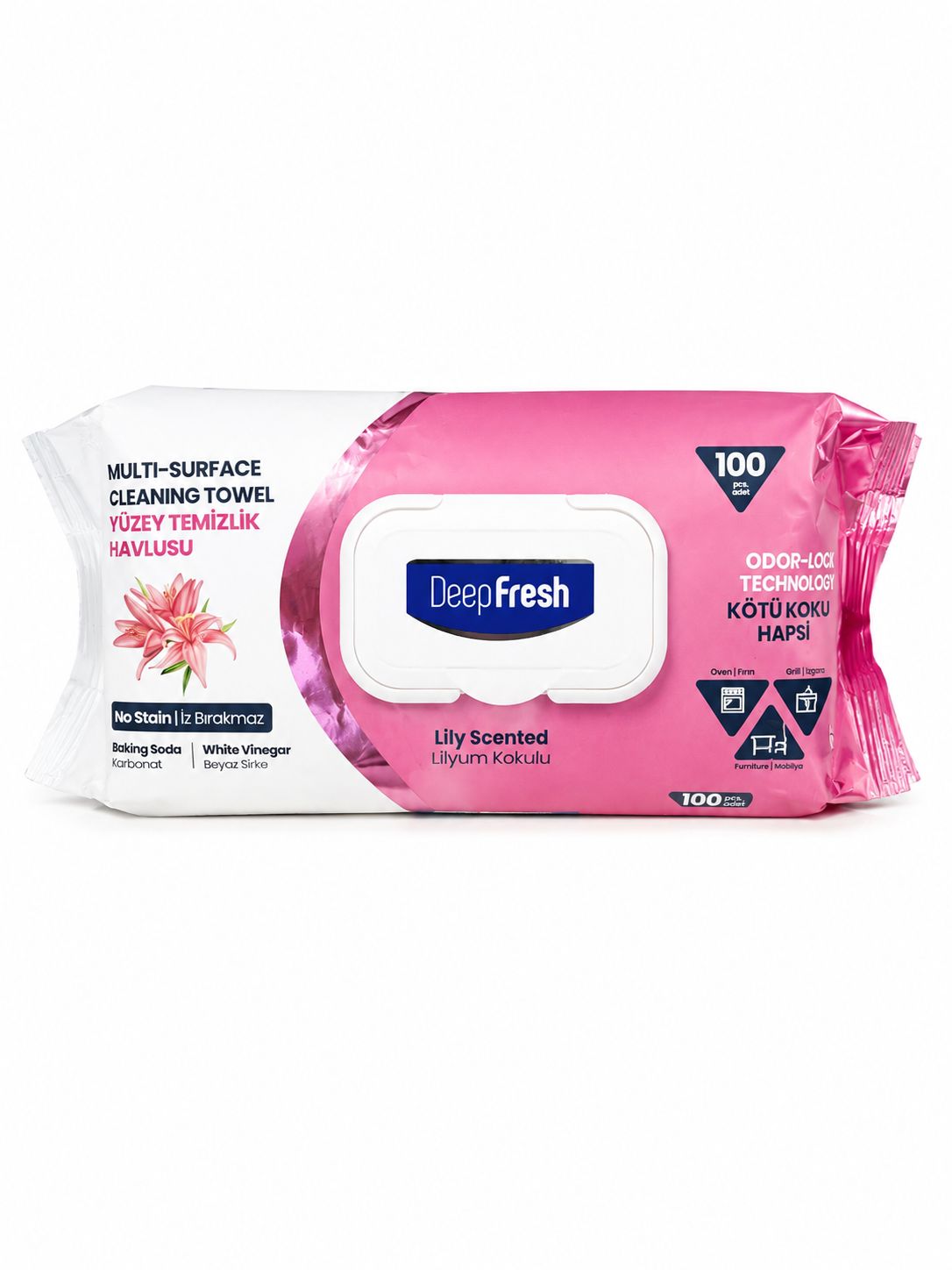 Şerveţele umede pentru multi suprafeţe cu bicarbonat şi oțet  Crini Deep Fresh 100 bucăți
