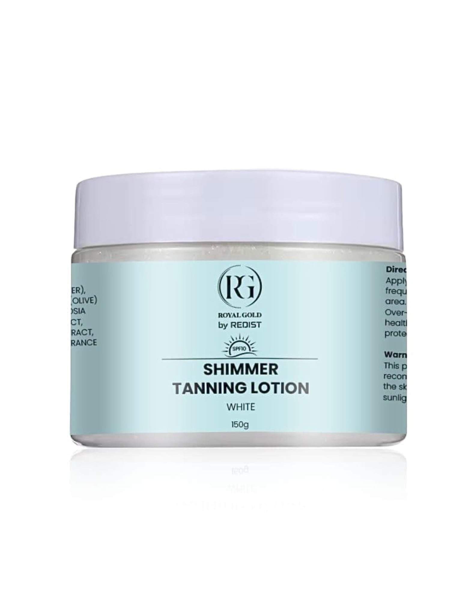 Shimmer Tanning Lotion SPF 10 Royal Gold by Redist, White, 150 g