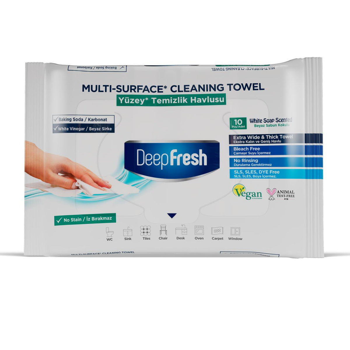 Şerveţele umede pentru multi suprafeţe cu bicarbonat şi oțet Deep Fresh 10 bucăți - Redist